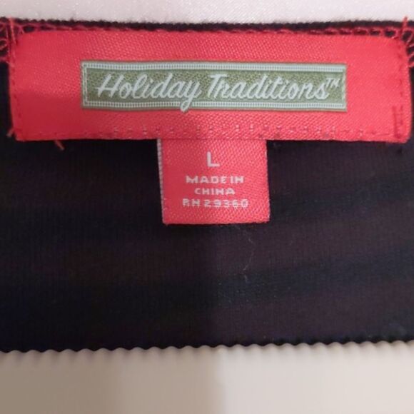 ELF on the SHELF Holiday Shirt Sparkly Black Stripe Stretch Cotton Tee Poly L - Picture 5 of 7